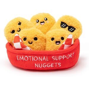 5 Emotional Support Chicken Nuggets Relatable Cuddly Stuffed Animal With Basket